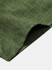 Short Sleeve Stand Collar Shirt & Straight Leg Linen Pants