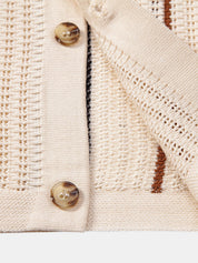 Stripe Crochet Button Up Shirt & Straight Leg Linen Pants