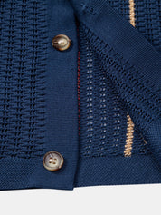 Stripe Crochet Button Up Shirt & Straight Leg Linen Pants