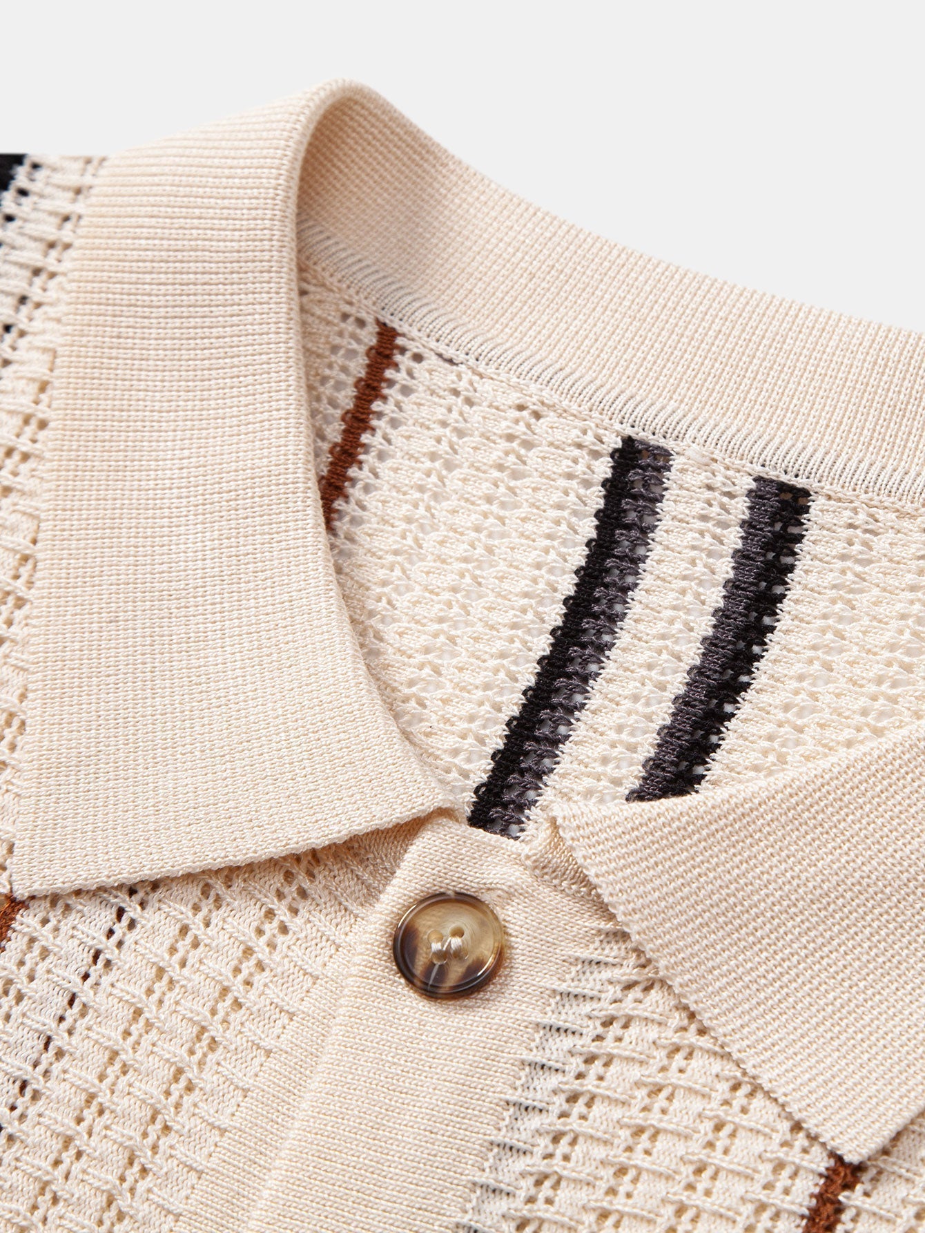 Stripe Crochet Button Up Shirt & Straight Leg Linen Pants