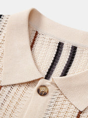 Stripe Crochet Button Up Shirt & Straight Leg Linen Pants