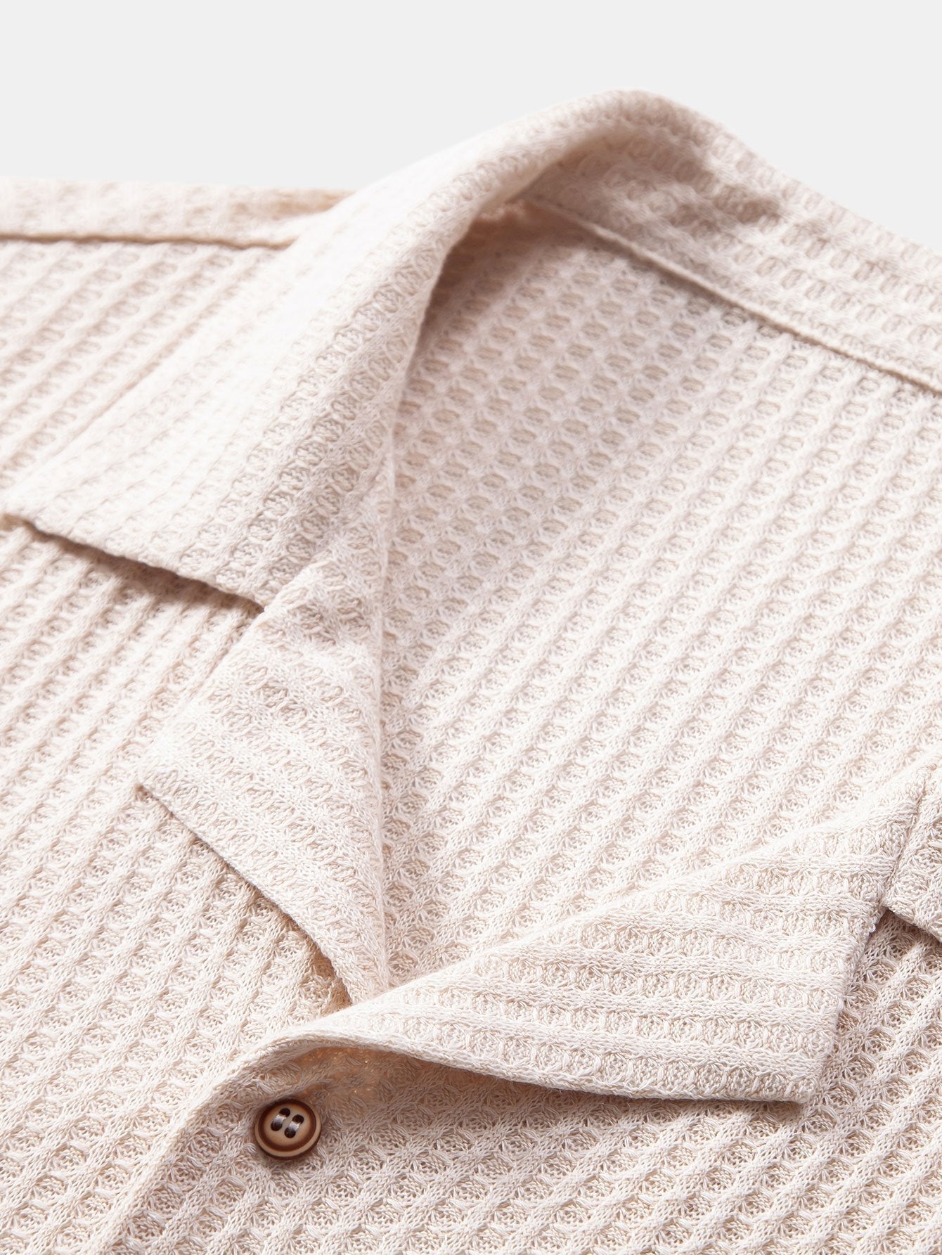 Short Sleeve Knitted Waffle Cuban Shirt & Straight Leg Linen Pants